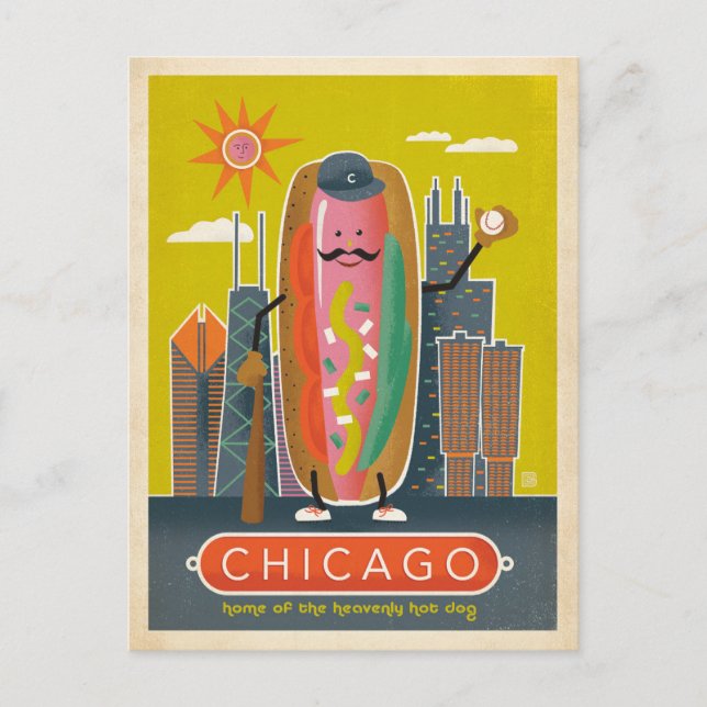 Carte Postale Chicago, IL - Hot Dog (Devant)