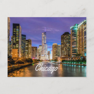 Carte Postale Chicago Illinois City La Nuit