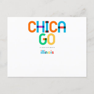 Carte Postale Chicago Illinois Mid Century, Pop Art,