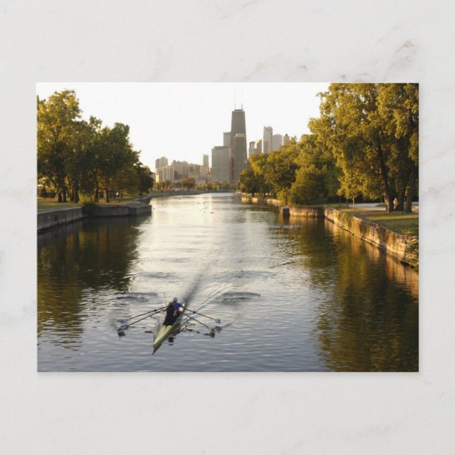 Carte Postale Chicago, Illinois, rameurs dans la lagune de Linco (Devant)