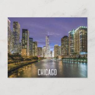 Carte Postale Chicago Illinois River Skyline pour Night Travel