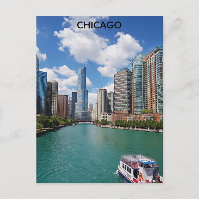 Carte Postale Chicago Illinois River Ville Skyline Travel Photo (Devant)