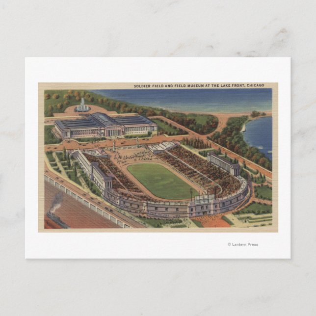 Carte Postale Chicago, Illinois - Soldats Field and Field (Devant)