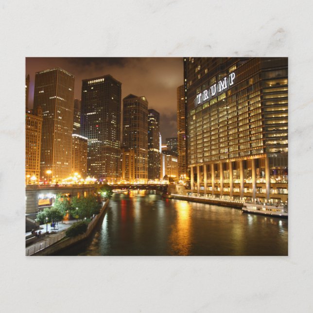 Carte Postale Chicago la nuit (Devant)