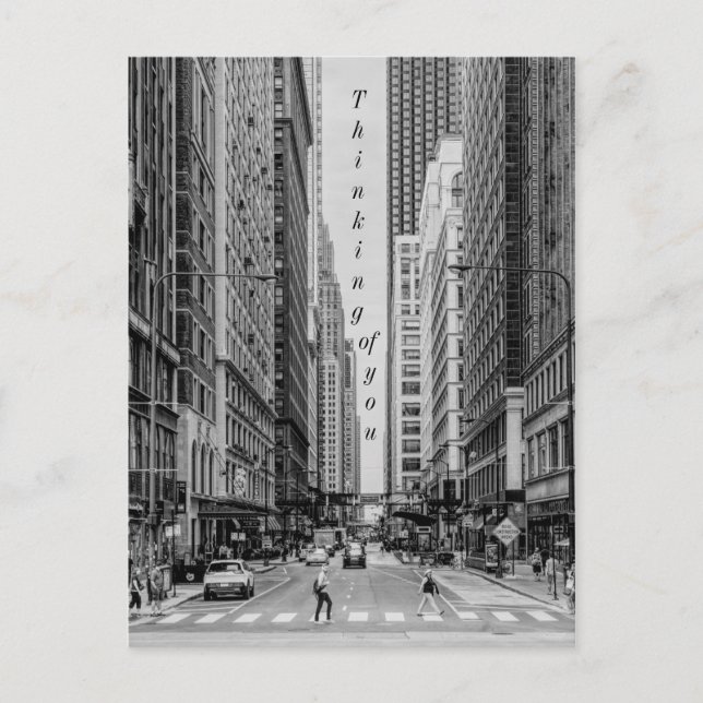 Carte Postale Chicago Madison Street Grayscale Penser De Vous (Devant)