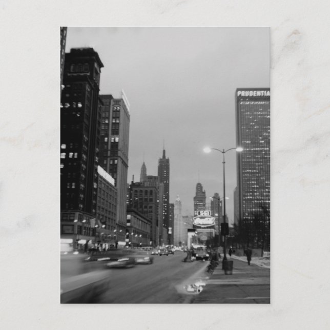Carte Postale Chicago Michigan Avenue @ Nuit 6 mars 1967 (Devant)