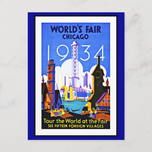 Carte postale Chicago Salutations Vintage (Devant)