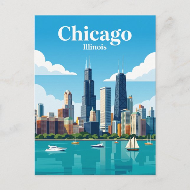 Carte Postale Chicago Skyline États-Unis (Devant)