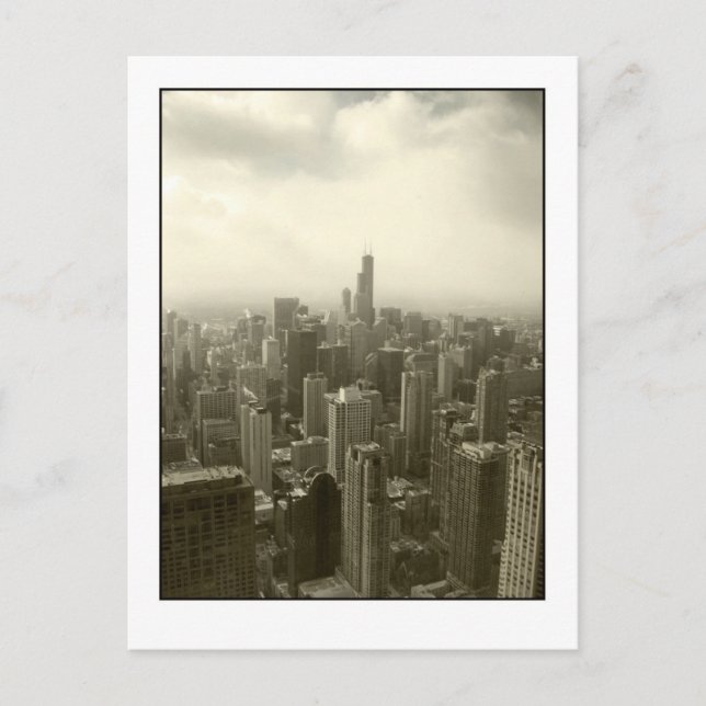 Carte Postale Chicago Skyline Mono (Devant)