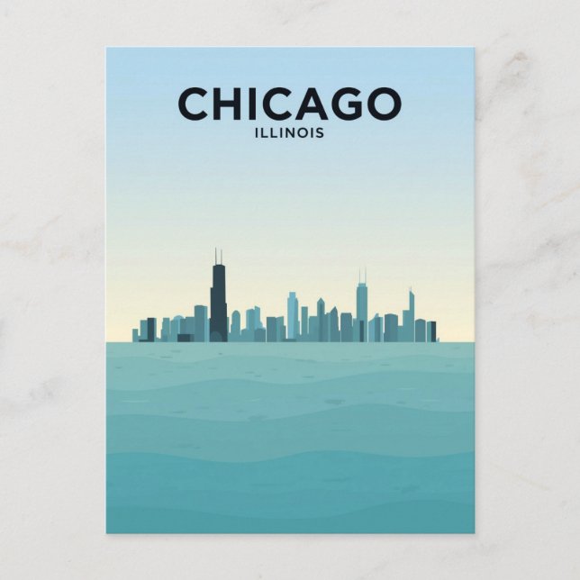 Carte Postale Chicago Skyline Over Lake (Devant)