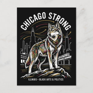 Carte Postale Chicago Strong Grey Wolf Grande Migration Héritage