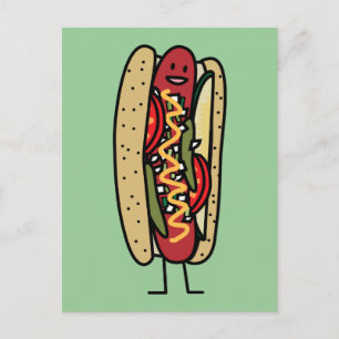 Carte Postale Chicago Style Hot Dog chaud rouge pavot chaux mout