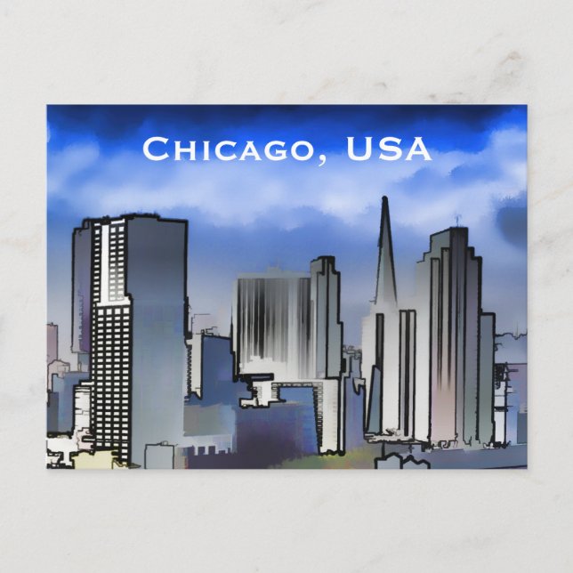 Carte Postale Chicago, USA Vintage voyage Tourism Ajouter (Devant)