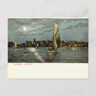 Carte Postale Chicago Vintage 1906 à la nuit