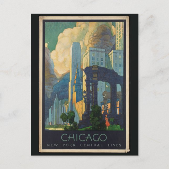 Carte Postale Chicago Vintage Reise (Devant)