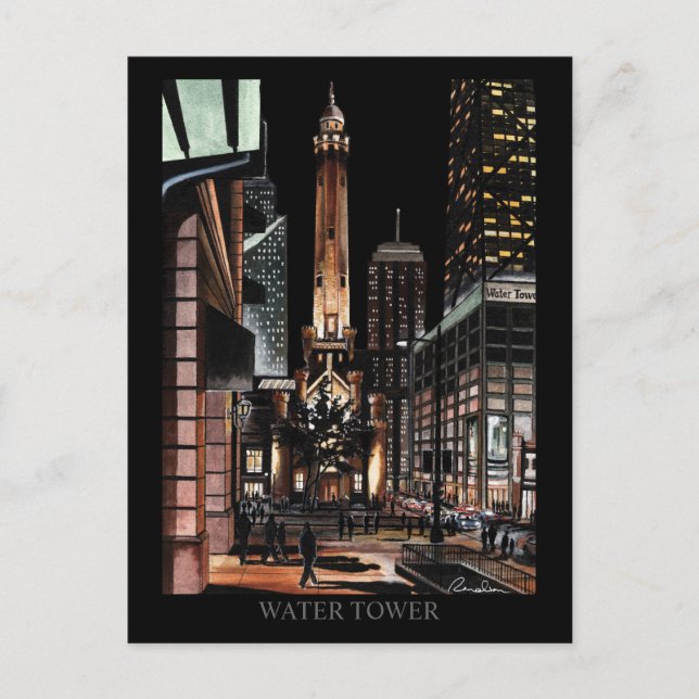 Carte Postale Chicago Water Tower Peinture Randsom Art (Devant)