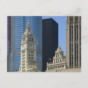 Carte Postale Chicago, Wrigley Building avec Trump Hotel &