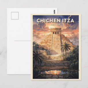 Carte Postale Chichen Itza Mexique Voyage Rétro