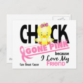 Carte Postale Chick Est Parti Rose Pour Mon Ami Cancer Du Sein (Devant / Derrière)