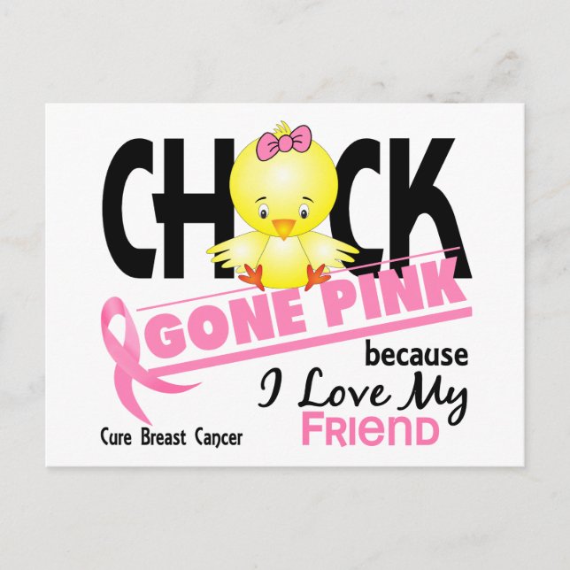 Carte Postale Chick Est Parti Rose Pour Mon Ami Cancer Du Sein (Devant)