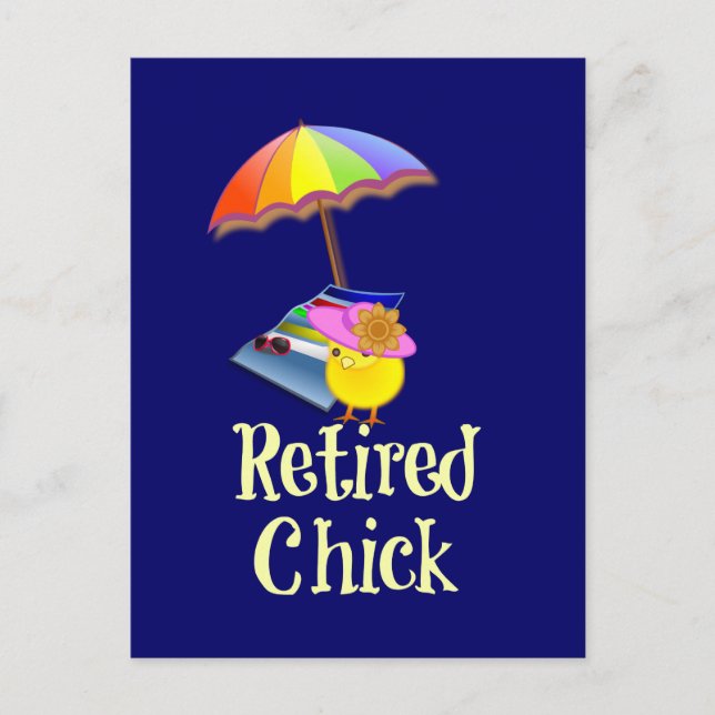 Carte Postale Chick retraité - Texte blanc sur Arrière - plan fo (Devant)