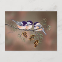 CHICKADEES & PINECONES par SHARON SHARPE