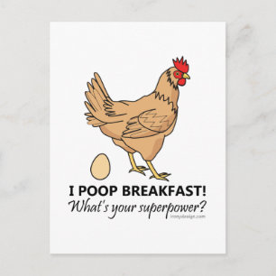 Carte Postale Chicken Poops Breakfast Funny Design