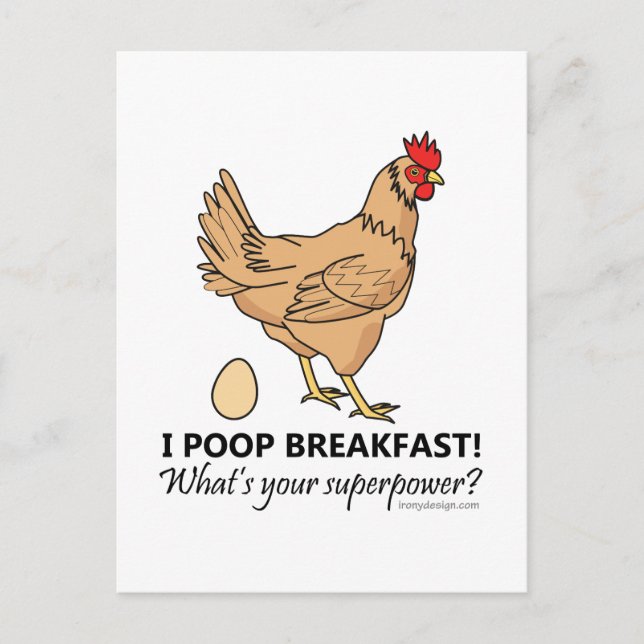 Carte Postale Chicken Poops Breakfast Funny Design (Devant)