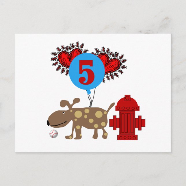 Carte Postale Chien 5e anniversaire tshirts et cadeaux (Devant)