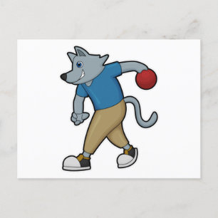 Carte Postale Chien à Bowling avec Bowling balle