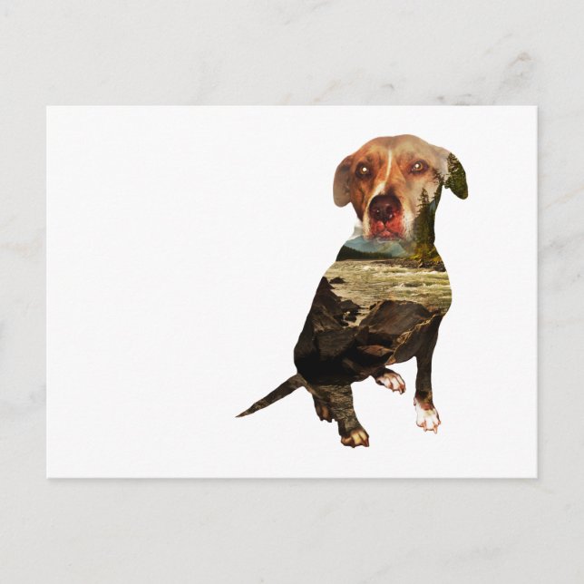 Carte Postale chien à double exposition (Devant)