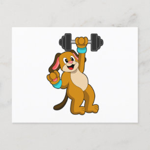 Carte Postale Chien à l'entraînement en force avec haltère