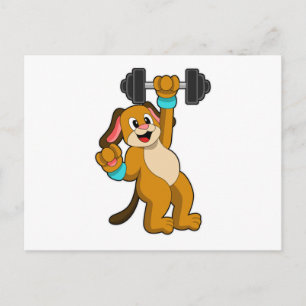 Carte Postale Chien à l'entraînement en force avec haltère