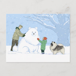 Carte Postale Chien à neige Keeshond   Mignonne Keesie WInter Sc