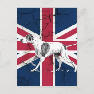 Carte Postale Chien à pointeur anglais rétro British Union Jack