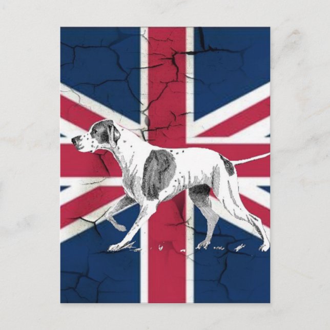 Carte Postale Chien à pointeur anglais rétro British Union Jack (Devant)