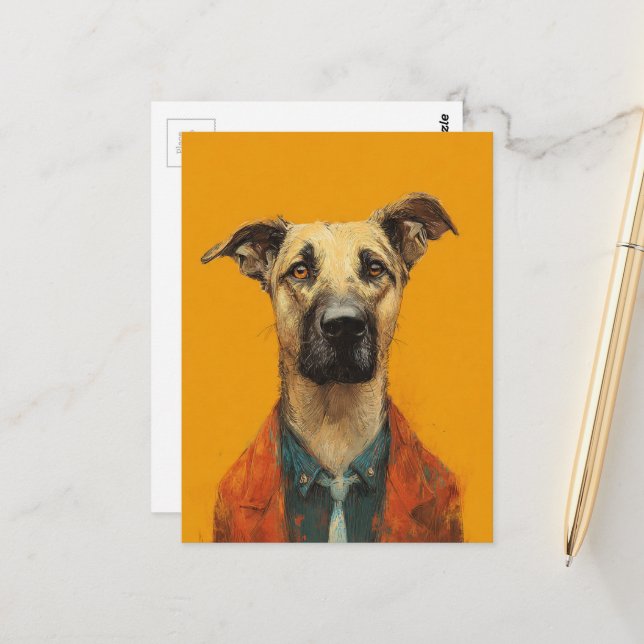 Carte Postale Chien adorable en costume (Devant/Arrière en situation)