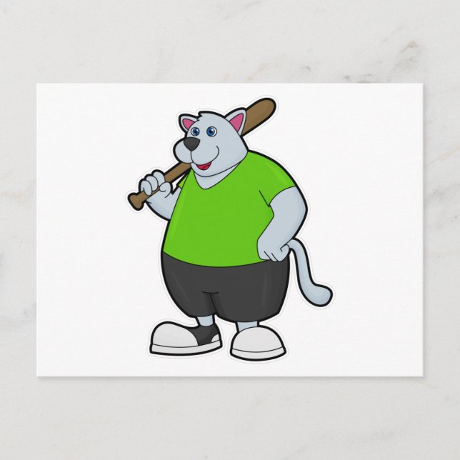 Carte Postale Chien au baseball avec une batte de baseball (Devant)