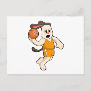 Carte Postale Chien au sport de basket-ball