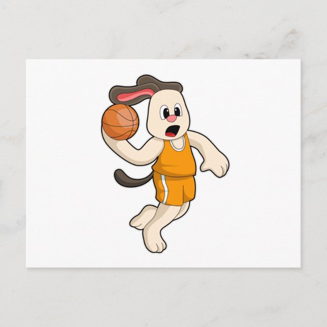 Carte Postale Chien au sport de basket-ball (Devant)