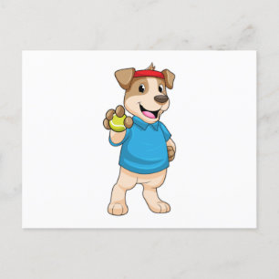 Carte Postale Chien au tennis avec balle de tennis