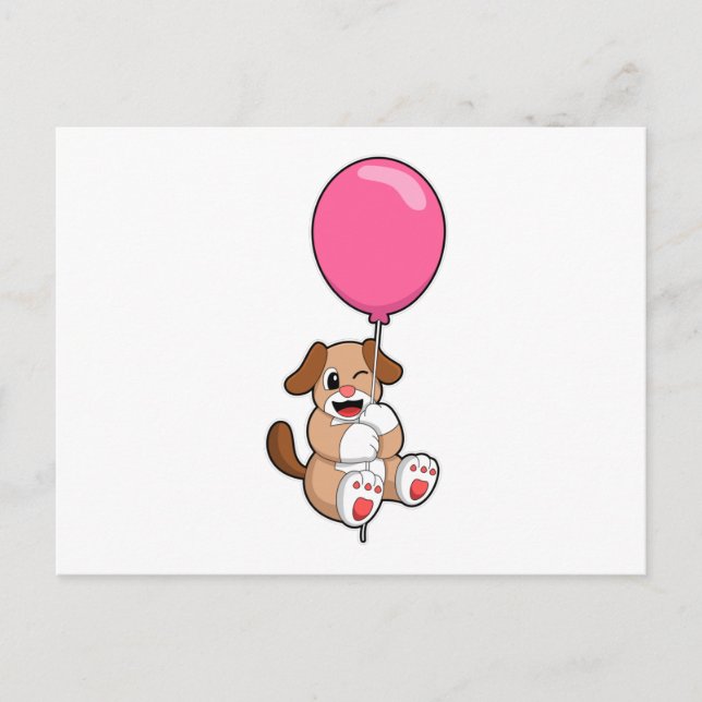 Carte Postale Chien avec ballon (Devant)