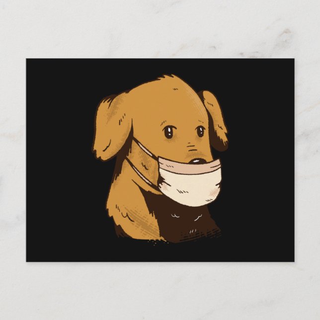 Carte Postale Chien avec masque facial (Devant)