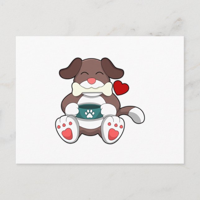 Carte Postale Chien avec os (Devant)