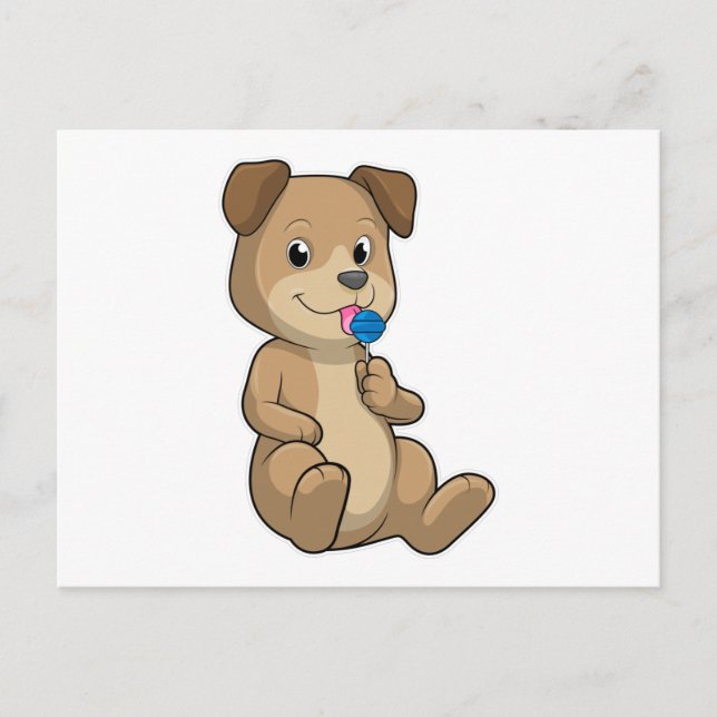 Carte Postale Chien avec sucettes bonbons (Devant)