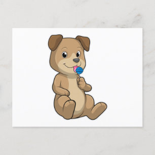 Carte Postale Chien avec sucré Lollipop
