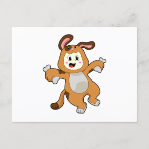 Carte Postale Chien avec un os comme lapin