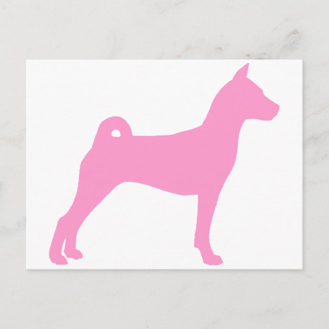 Carte Postale Chien Basenji (en rose) (Devant)