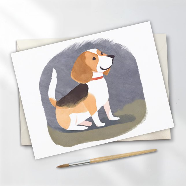 Carte Postale Chien beagle | Aquarelle de chien de chien de chie (Créateur téléchargé)