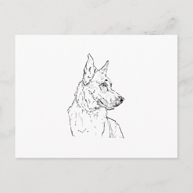 Carte Postale Chien berger allemand art (Devant)